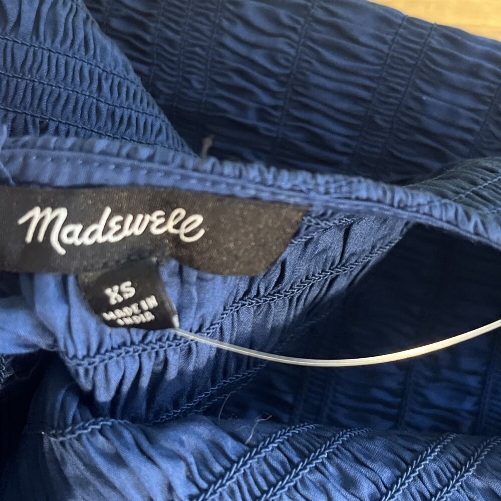 $148 NWT Madewell Melody Scoopback Smocked Midi Dress Women's Size XS Blue NV423 - Picture 8 of 9